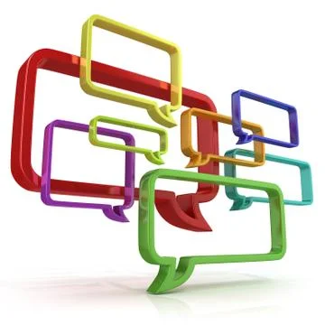 Conceptual 3D illustration of speech bubbles Illustrazione stock