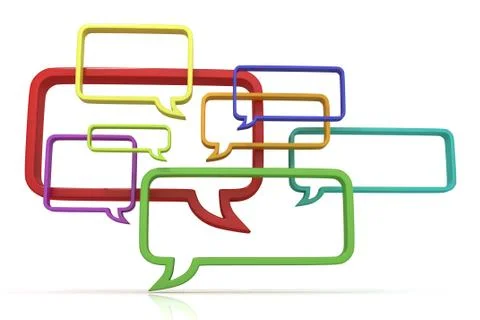 Conceptual 3D illustration of speech bubbles Illustrazione stock