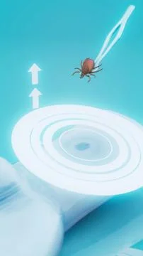 Conceptual 3D illustration of tick removal from human skin Stock Illustration