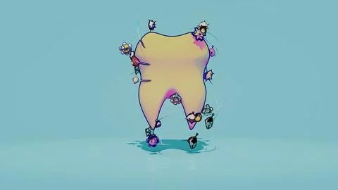 Conceptual 3D illustration of a tooth and bacteria Stock Illustration