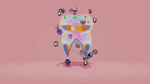 Conceptual 3D illustration of a tooth and bacteria Stock Illustration