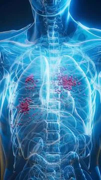 Conceptual 3D illustration of an x-ray man with lung cancer Stock Illustration
