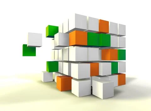 Conceptual 3d image 3d image of several cubes isolated in white Copyright:... Fotos de archivo