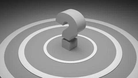 Conceptual 3D render of question mark on glowing white concentric rings 스톡 일러스트