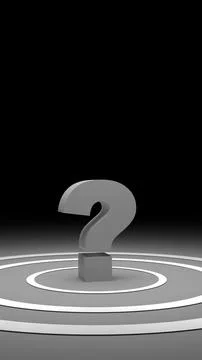 Conceptual 3D render of question mark on glowing concentric rings 스톡 일러스트