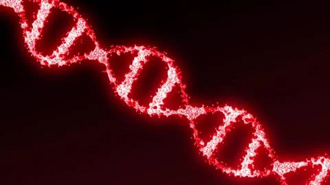 Conceptual 3D rendering of red DNA molecule model Illustrazione stock