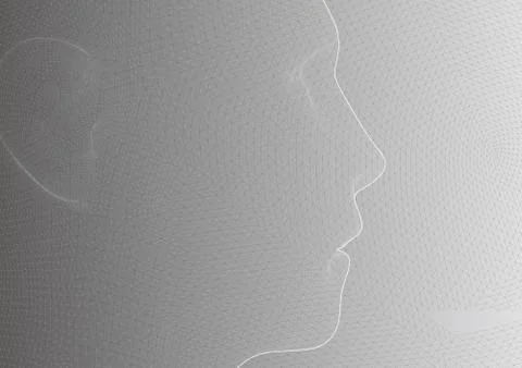 Conceptual 3D wire frame human male head Stock Illustration