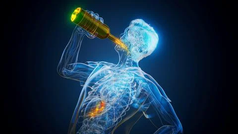 Conceptual 4K illustration of a man drinking イラスト素材