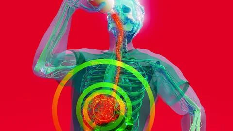 Conceptual 4K illustration of a man drinking Stock Illustration
