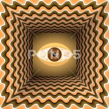 Conceptual abstract eye in the end of tunnel with the optical illusion ...