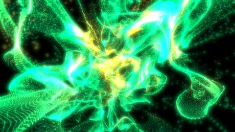 Conceptual abstract of green quantum scape. 3d illustration Stock Illustration