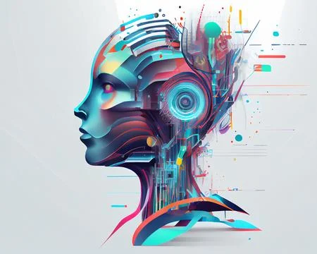 Conceptual abstract illustration of Artificial Intelligence Stock Illustration