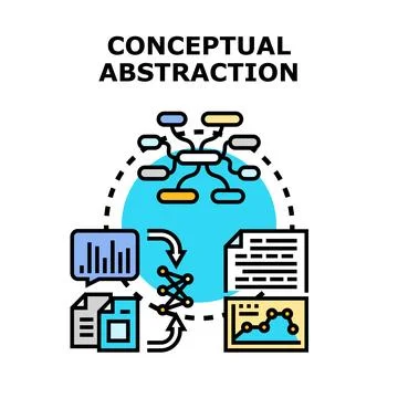 Conceptual abstraction developing information processing and data analysis イラスト素材