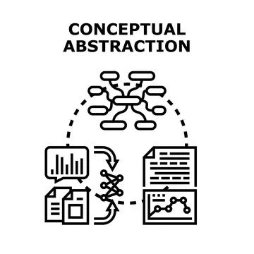 Conceptual abstraction developing information processing and data analysis Stock Illustration