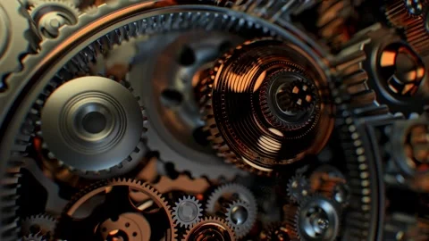 Conceptual animation showing a human brain formed by interlocking gears as .. Stock Footage 324631464