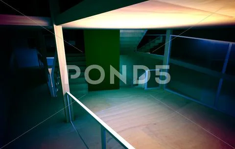 Conceptual architecture, indoor, wood room. Stock Illustration