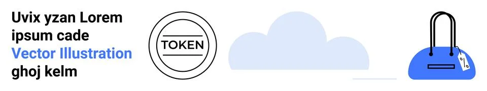 Conceptual Art Featuring Target Token, Cloud, and Blue Handbag Illustrating.. 库存插图