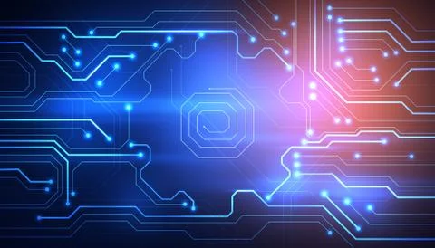 Conceptual background image of digital microchip gear Illustrazione stock