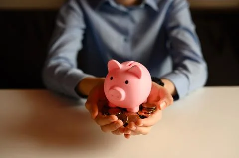 A conceptual background for saving and accumulating money for purchases, re.. Stock Photos