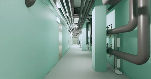 Conceptual of BIM model utilities on the technical floor of the building 库存影片 131664706