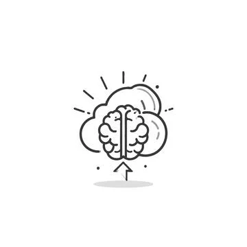 Conceptual brain connected to a cloud network symbolizing knowledge transfe.. Stock Illustration