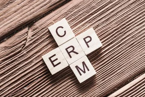 Conceptual business keywords on table with elements of game making crossword Stock Photos