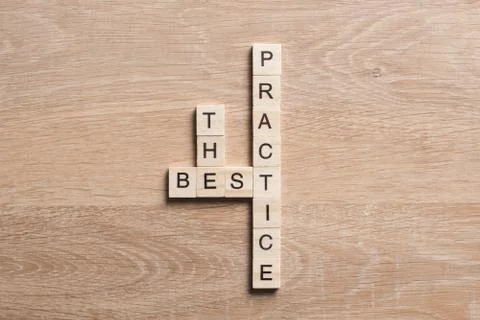 Conceptual business keywords on table with elements of game making crossword Stock Photos
