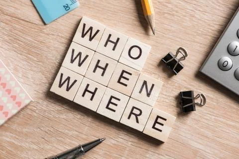 Conceptual business keywords on table with elements of game making crossword Stock Photos