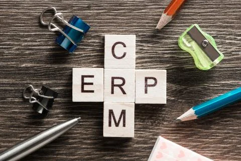 Conceptual business keywords on table with elements of game making crossword 스톡 사진