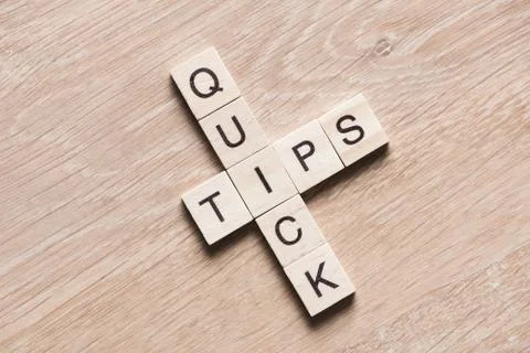 Conceptual business keywords on table with elements of game making crossword Stock Photos