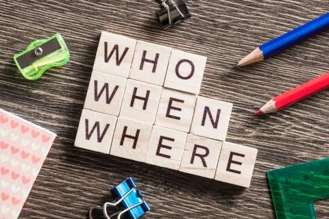 Conceptual business keywords on table with elements of game making crossword Foto stock