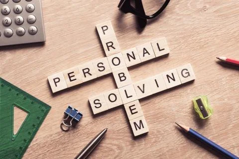 Conceptual business keywords on table with elements of game maki Stock Photos