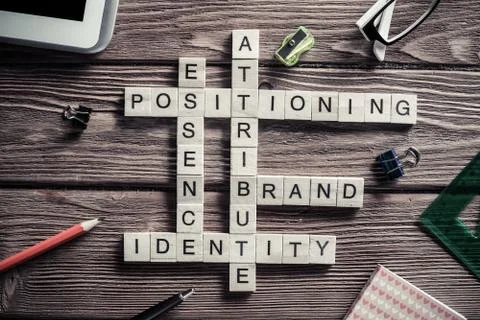 Conceptual business keywords on table with elements of game maki Stock Photos
