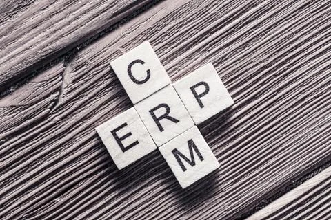 Conceptual business keywords on table with elements of game making crossword Stock Photos