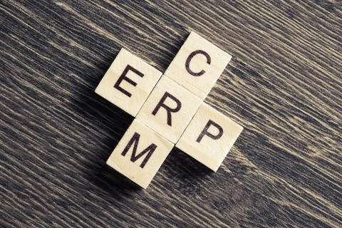 Conceptual business keywords on table with elements of game making crossword Stock Photos