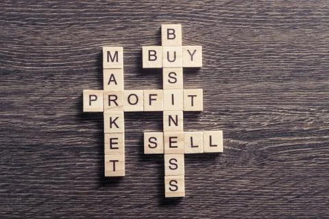Conceptual business keywords on table with elements of game maki Stock Photos