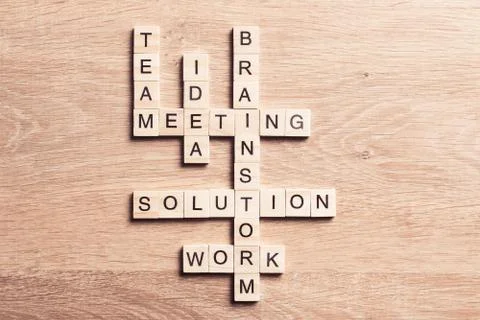 Conceptual business keywords on table with elements of game maki Stock Photos