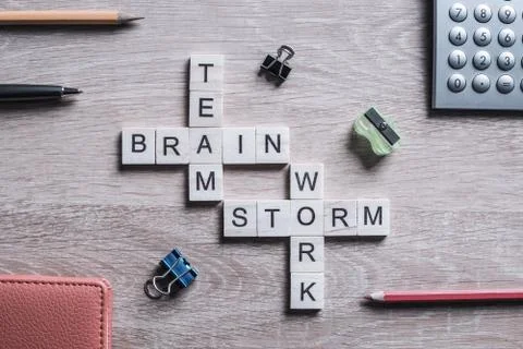 Conceptual business keywords on table with elements of game maki Stockfoto's
