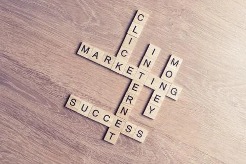 Conceptual business keywords on table with elements of game maki 스톡 사진
