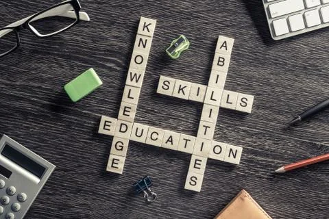 Conceptual business keywords on table with elements of game maki 写真素材