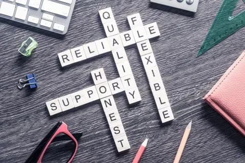 Conceptual business keywords on table with elements of game maki Stockfoto's