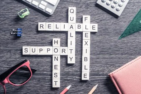 Conceptual business keywords on table with elements of game maki Stockfoto's