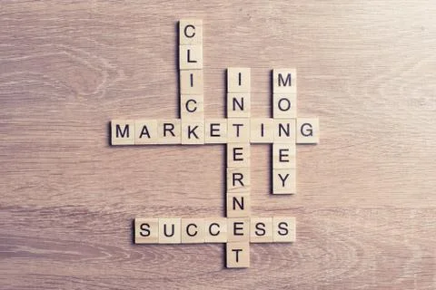 Conceptual business keywords on table with elements of game maki Stock Photos
