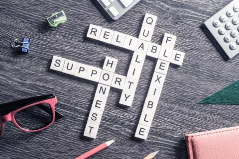 Conceptual business keywords on table with elements of game maki Stockfoto's