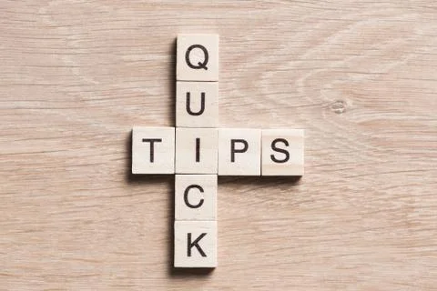 Conceptual business keywords on table with elements of game making crossword Stock Photos