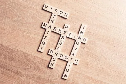 Conceptual business keywords on table with elements of game maki Stockfoto's