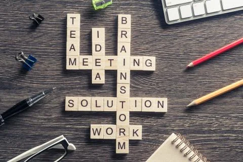 Conceptual business keywords on table with elements of game maki 写真素材