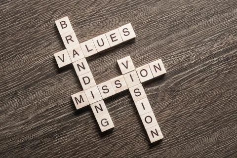 Conceptual business keywords on table with elements of game making crossword 写真素材