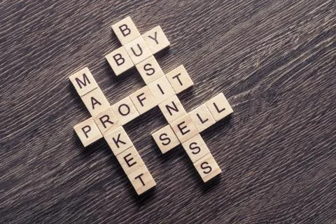 Conceptual business keywords on table with elements of game maki Foto stock