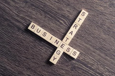 Conceptual business keywords on table with elements of game maki Stockfoto's
